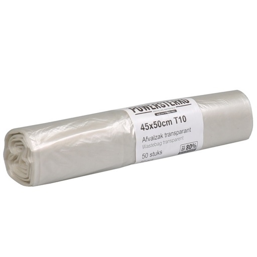 [1002070] LDPE afvalzak 45x50cm T25 transparant (20x50) 1000 stuks